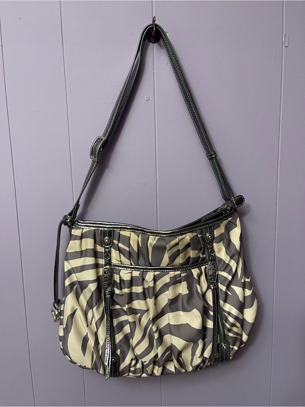 Brighton Black and Beige Zebra Shoulder Bag